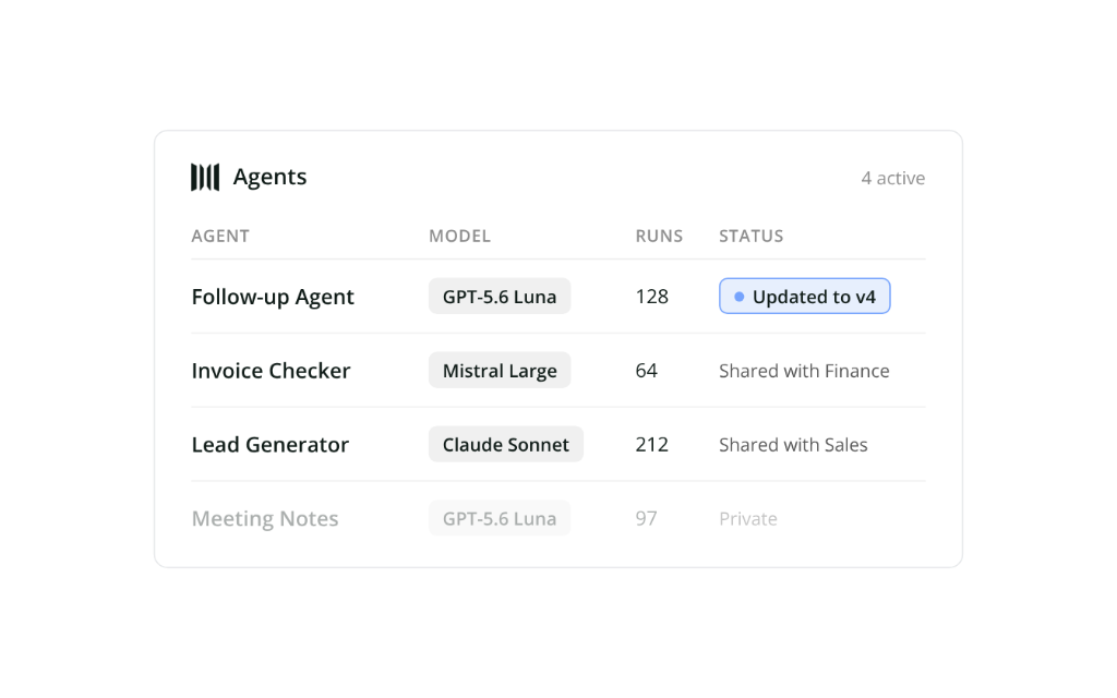 Configuration d'agent dans Wonka Workspace